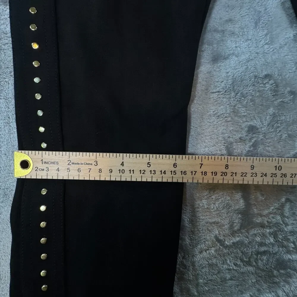 White House Black Market Runway Leggings Size 8L Black Faux Suede Studded Tall